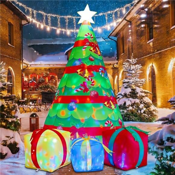 7 FT Christmas Inflatables Tree Outdoor Decorations Blow Up Yard Gift Box